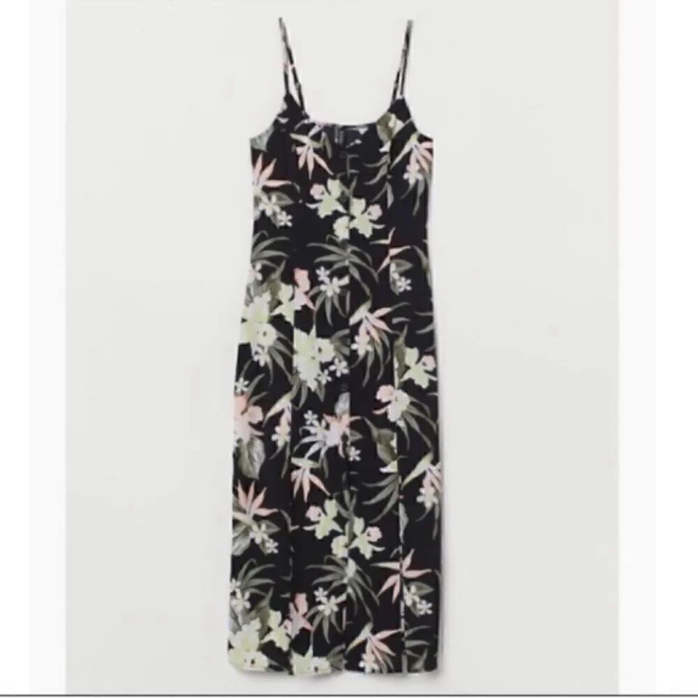 H&M Floral Print MIDI Dress. (Size Small)